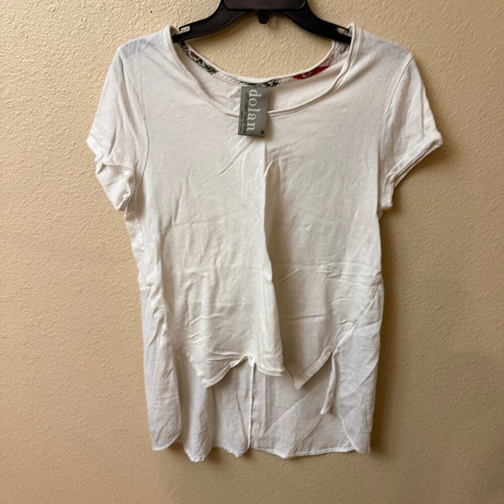 Dolan Left Coast Collection white high-low mixed media shirt M effortless chic